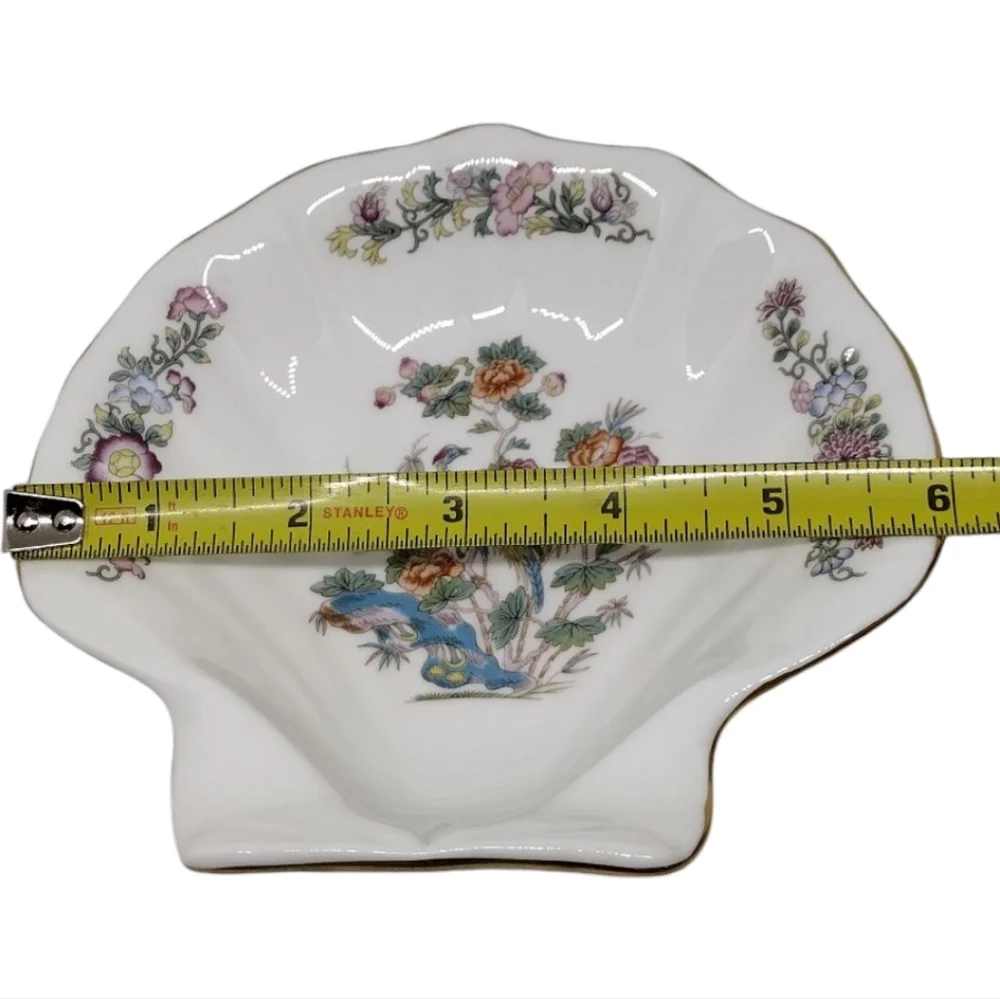 Vtg. Wedgwood Bone‎ China Clam Shell Discontinued Kutani Crane Trinket Soap Dish